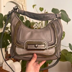 Coach Gray Hobo Bag with Silver Accents